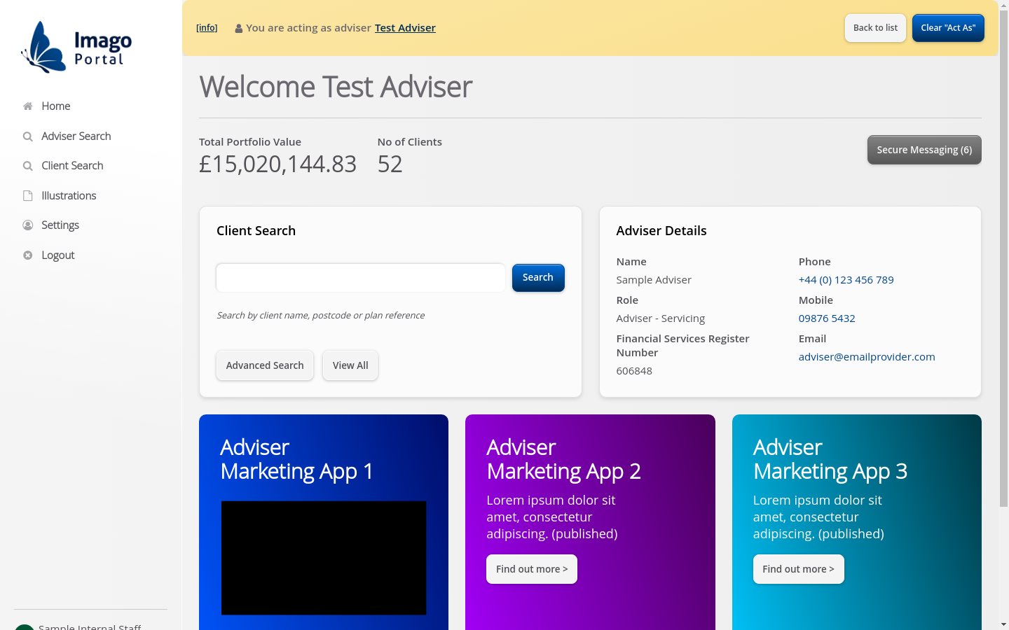 Role-InternalStaff > 03 Adviser Search > Select an Adviser